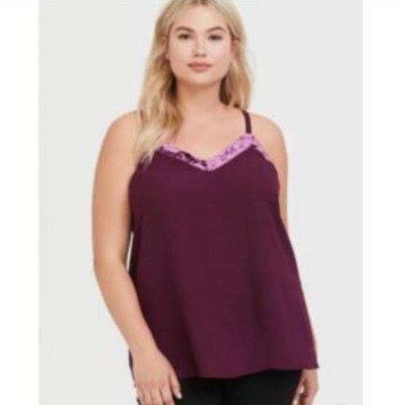 torrid Tops - NEW Torrid Velvet Trim Chiffon CAMI Tunic Length